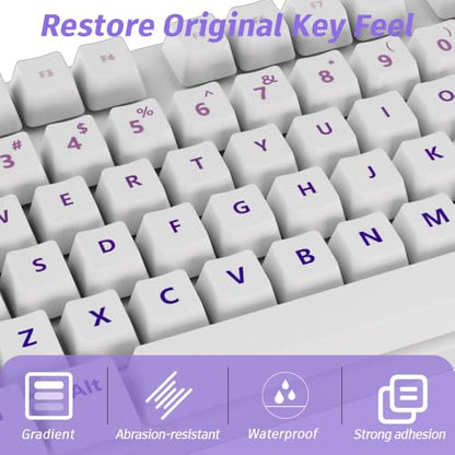 ProElife Gradient Keyboard Letter Stickers with Tweezer, English, Purple | Transfer Printing Peel-Off Film, Leave English Letters on Keys, Keyboard Letters Replacement Stickers for Desktop Computer - color: Purple