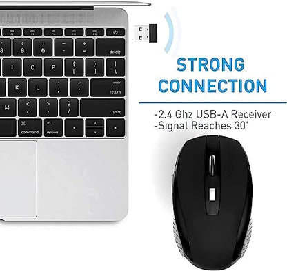 Guiheng Wireless Mouse, 2.4Ghz Wireless Computer Mouse 1200,6 Buttons with Nano Receiver for Laptop,PC,Chromebook,Computer,Notebook,Office (Battery not Included, Black) - color: black04