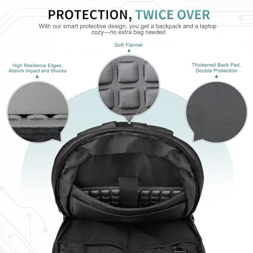 Small Inch Laptop Backpack, Expandable with USB Port, Water-Resistant for Work, College and Travel, Black - color: Black
