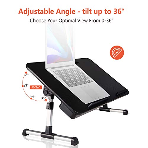 Lap Desk for Laptop,BUILDEC Adjustable Laptop Stand for Desk with Storage Drawer,Foldable Legs Standing Lap Table for Reading, Eating, Working, Writing, Gaming and Drawing in Bed Sofa Couch Floor - size: Medium: 20.5" x 11.8" x H(9.4 -12.6")