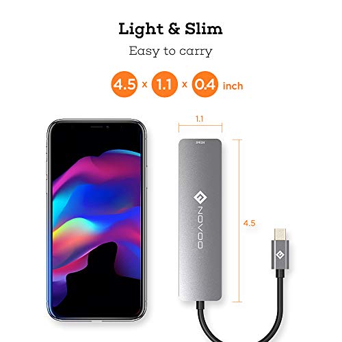 USB C Hub HDMI, MacBook Pro Adapters with 100W PD, NOVOO 6 in 1 Adapter 4K to HDMI, 2 USB 3.0 Ports and SD/TF Cards Reader for iPad Pro/MacBook Pro Air/Type C Devices - style: 6-in-1