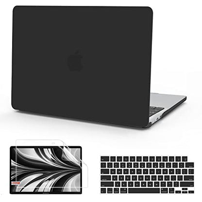 B BELK for MacBook Air 13 inch Case 2026 2025 2024-2022 M5 M4 M3 M2, Black | A3449 A3240 A3113 A2681, Matte Plastic Laptop Hard Shell for MacBook Air 13.6 inch Case & Keyboard Cover & Screen Protector - color: Black