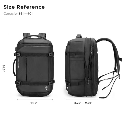 Swissdigital Design Travel Backpack 40L,TSA Friendly Flight Approved Carry-on Hand Luggage,with USB Charging Port Large Weekender Bag Fits 17 Inch Laptop Backpack Black | SD1756-01 - color: Black