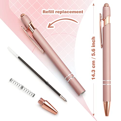 Bribobo 6 Pack Ballpoint Pen 2-in-1 Stylus, 1.0 mm Black Ink | Retractable Ballpoint Pen with Stylus tip, Metal Stylus Pen for Touch Screens - color: 6