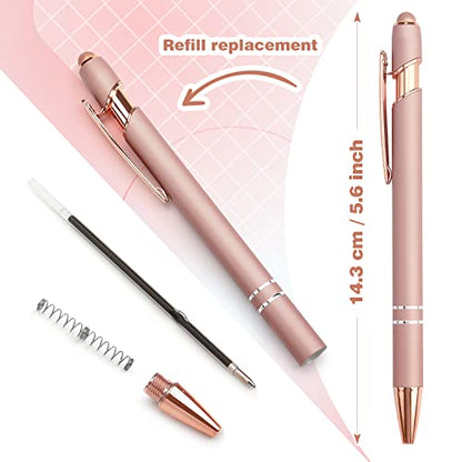 Bribobo 6 Pack Ballpoint Pen 2-in-1 Stylus, 1.0 mm Black Ink | Retractable Ballpoint Pen with Stylus tip, Metal Stylus Pen for Touch Screens - color: 6