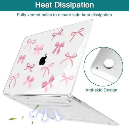 Teryeefi Case for MacBook Air 13 inch M1 A2337 A2179 A1932 2018 2021 2020 2019 2018 Release, Plastic Hard Shell Case & Keyboard Cover & Screen Protector, Cute Pink Bows - color: Cute Pink Bows
