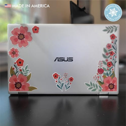 Floral Poppy Laptop Sticker Pack - Flower Stickers Laptop Decal - Vinyl Decal Journal Sticker - Cute Artsy Stickers for Planners - style: Poppy Flower Stickers (Set of 9)