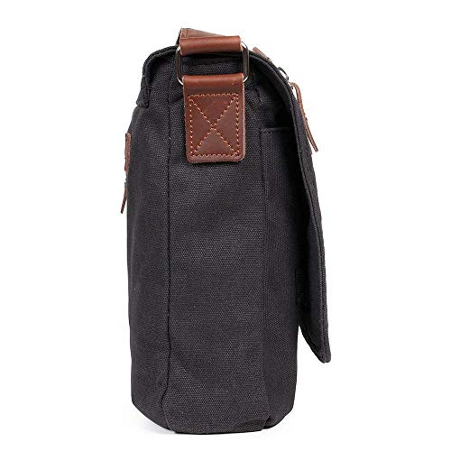 AUGUR Messenger Bag,Casual Shoulder Sling Bag Canvas Satchel Bag Crossbody Bags for Men Work Office Laptop Bag fit 13 inch - Black - color: Black