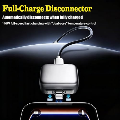 2026 Fast 140W Charger with AI Smart Auto Power-Off, Smart Auto Stop Charging Adapter for USB C Cable Phone Laptop, Stop Charge Smart Charger Protector for Overnight Charging, Overcharge Prevention