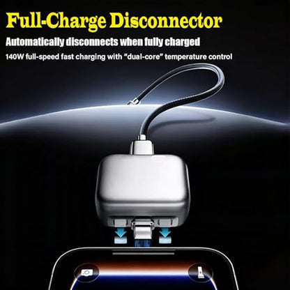 2026 Fast 140W Charger with AI Smart Auto Power-Off, Smart Auto Stop Charging Adapter for USB C Cable Phone Laptop, Stop Charge Smart Charger Protector for Overnight Charging, Overcharge Prevention