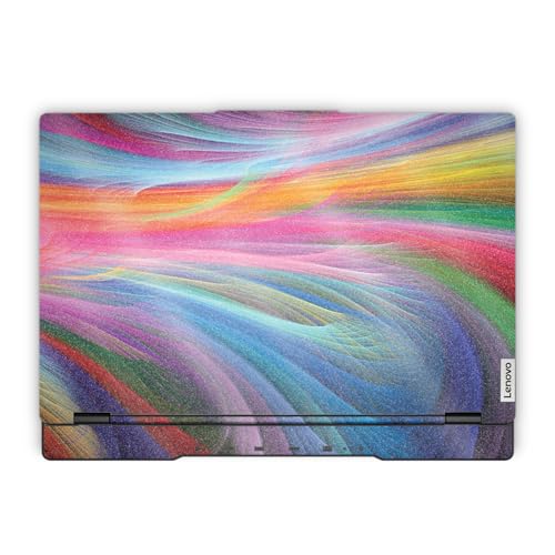 Glossy Glitter Laptop Skin Compatible with Lenovo Legion 5 Gaming Laptop (15IRX9) 2024 - Rainbow Waves - Premium 3M Vinyl Protective Wrap Decal Cover - Easy to Apply | Crafted in the USA - color: Rainbow Waves, size: Legion 5 Gaming (15IRX9) 2024 Full Cov