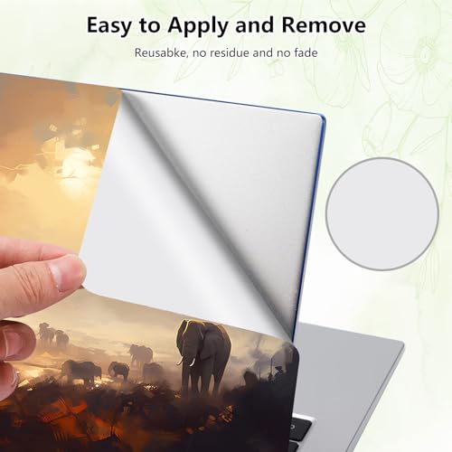 Laptop Skin Sticker Decal, Universal Reusable Vinyl Laptop Cover for 12" 13" 13.3" 14" 15" 15.4" 15.6" Notebook PC, Waterproof Scratch-Resistant with 2 Wrist Pads, Easy to Apply & Remove,Elephant - color: Elephant