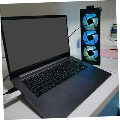 POPETPOP RGB Adjustable Speed Laptop Cooling Pad with Aluminum Heightened Stand, Professional Notebook Cooler for Gaming and Office Use