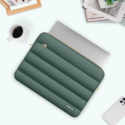 MOSISO Laptop Case 13.3 inch,13-13.3 inch Puffy Laptop Sleeve Compatible with MacBook Neo/Air 13.6 M5 M4 M3 M2 M1/Pro 13/14,HP Dell ASUS Lenovo,Polyester Horizontal Bag with Small Case,Emerald Green - color: Emerald Green, size: 13.3 inch