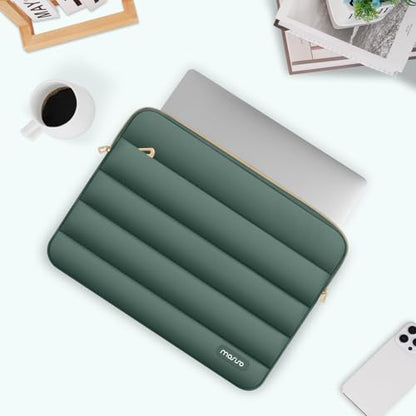 MOSISO Laptop Case 16 inch, 15-15.6 inch Puffy Laptop Sleeve Compatible with MacBook Pro 16 M5 M4 M3 M2 M1, HP Dell ASUS Acer Toshiba Lenovo, Polyester Horizontal Bag with Small Case, Emerald Green - color: Emerald Green, size: 16 inch