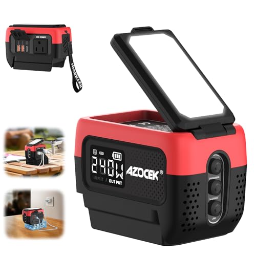240W Power Inverter Pure Sine Wave Compatible with Milwaukee 18V Battery | No Battery, 7A Fast Charger, 120V AC Outlets, USB-C 140W, 2 QC USB Ports 18W, 600LM LED, Portable Power Station - color: Red