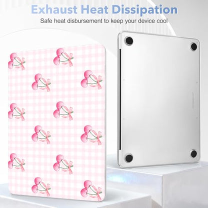 May Chen for MacBook Neo Case 13 inch 2026 | 100% Match Official Color | Pattern Printing, Anti-Crack & Scratch & Fingerprint | Protective Hard Shell Cases Model A3404 - Cherries with Ribbon Bow - color: Cherries with ribbon bow