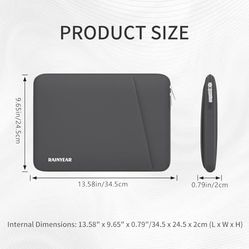 RAINYEAR Laptop Sleeve Case with Front Pocket, 13.3 Inch Protective Portable Case Briefcase Laptop Carrying Bag Cover Compatible with 13.3-14 Inch Laptop PC, 14 Inch MacBook Pro M5 M4 M3 M2 M1, Gray - color: Gray, size: 13.3-14 inch