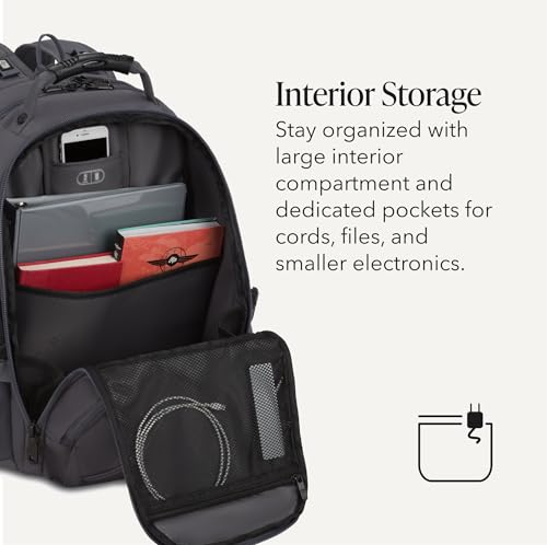 SWISSGEAR 1900 ScanSmart Laptop Backpack, Fits Most 17-Inch Laptops, TSA-Friendly Lay-Flat Design, RFID Protection, and Tablet Pocket, Black, 31L, 18.5-Inch - color: Charcoal