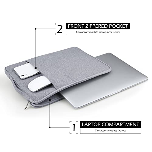 15.6 Inch Laptop Sleeve Case Water-Resistant Protection Cover with Front Pocket Retractable Handle Computer Bag for 15.6 Inch Notebook Chromebook, Gray - color: Gray, size: 15.6"