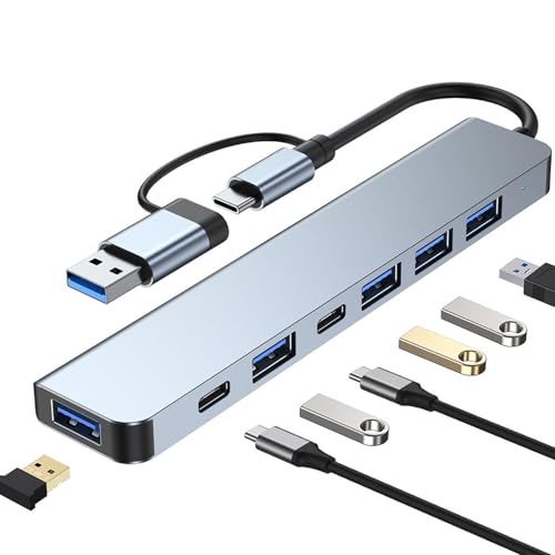USB C Hub 7 in 1 Multiport Adapter, with USB 3.0, USB 2.0 Type-C Data PD Charging Ports for Laptop, PC, Desktop and Other Type C Devices - style: USB C Hub 7in1