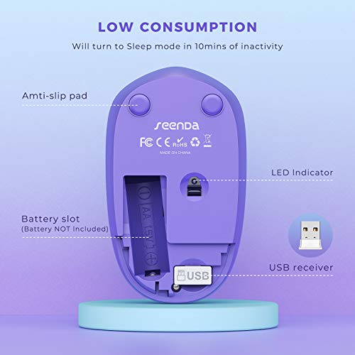 seenda Wireless Mouse, 2.4G Noiseless Mouse with USB Receiver Portable Computer Mice for PC, Tablet, Laptop, Notebook Chromebook - Gradient Purple - color: Gradient Purple