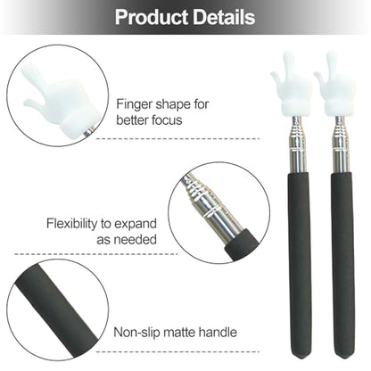 5Pcs Telescopic Teachers Pointer, Extendable Hand Pointer Finger Pointer Stick, Mini Retractable Classroom Pointer for Elementary School Kindergarten Teacher,Classroom Supplies (Black) - size: 5 PCS