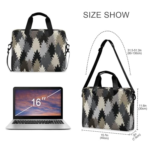 Laptop Zipper Case Portable Crossbody Messenger with Handle and Shoulder Strap 15.6 inch Tablet Briefcase Carrying Bag Abstract Pattern Gray