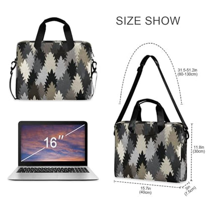Laptop Zipper Case Portable Crossbody Messenger with Handle and Shoulder Strap 15.6 inch Tablet Briefcase Carrying Bag Abstract Pattern Gray