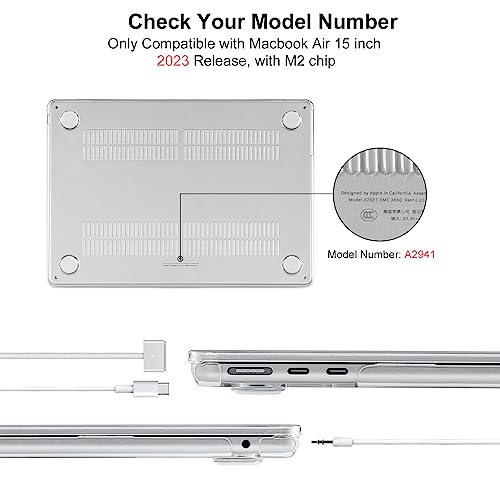 EooCoo Case for MacBook Air 15 inch M5 M4 M3 M2 2026-2023, Sparkly Black | Easy to Install, Sturdy, Plastic Hard Shell Case & Keyboard Cover & Screen Protector, Model: A3448 A3241 A3114 A2941 - color: Sparkly Black