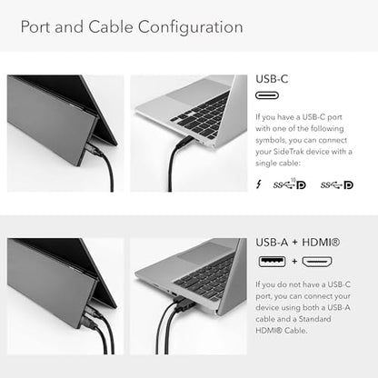 SideTrak Solo Pro 13' Freestanding Portable Monitor | 1080p LED .04' Thin | Kickstand | 10ms Response Time | 60Hz Refresh Rate | USB-C, Mini HD | 1.3 lbs. Travel Monitor