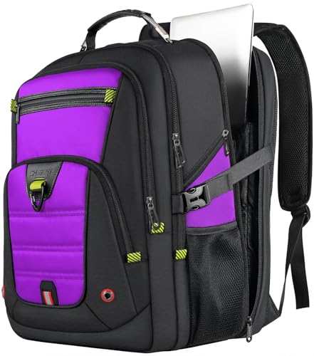 Z-MGKISS 52L Travel Backpack for Women, Large Waterproof Anti-Theft Backpack 17.3 Inch Rucksack Bag, Long-Term Durability TSA-Approved Daypack, Gifts for Women Teacher Business College, Purple - color: Purple, size: 17.3 Inch (20''x15''x10'')