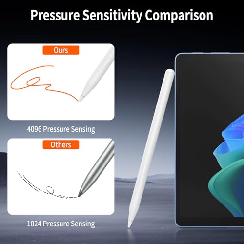 Rechargeable MPP 2.0 Tilt Stylus Pen for ASUS, 4096 Pressure Palm Rejection | Compatible with ASUS Zenbook Vivobook, Transformer, ROG, ExpertBook, HP, Surface Pro, DELL, Ideal for Drawing & Note-Taking - color: 4096-White