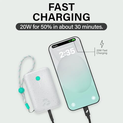 Nimble Champ Portable Charger, 10000mAh Power Bank, 20W Dual USB-C Charging | Compatible with iPhone, Samsung, Tablet, iPad, MacBook, Travel Essential Power Bank with 2ft USB C Cable Included - color: Luna White
