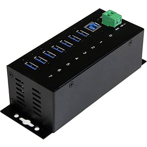 StarTech.com 7-Port USB 3.0 Hub - 5Gbps - Metal Industrial USB-A Hub with ESD Protection & 350W Surge Protection - Din Rail Wall or Desk Mountable - TAA Compliant USB Expander Hub (ST7300USBME) | Metal housing, 15kV ESD and 350W surge protection, DIN rail