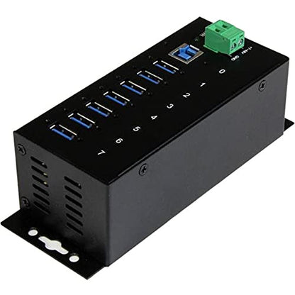 StarTech.com 7-Port USB 3.0 Hub - 5Gbps - Metal Industrial USB-A Hub with ESD Protection & 350W Surge Protection - Din Rail Wall or Desk Mountable - TAA Compliant USB Expander Hub (ST7300USBME) | Metal housing, 15kV ESD and 350W surge protection, DIN rail