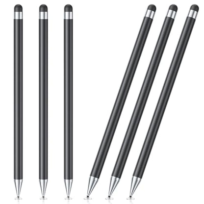 Stylus Pen for Touchscreen, 6 PCS Stylus Pencil 2-in-1 High Precision and Sensitivity, Suitable for iPad/iPhone/Samsung/Android Smartphone and Tablets, Compatible with Capacitive Touch Screen (Black) - color: Black