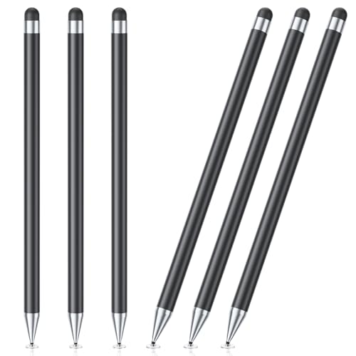 Stylus Pen for Touchscreen, 6 PCS Stylus Pencil 2-in-1 High Precision and Sensitivity, Suitable for iPad/iPhone/Samsung/Android Smartphone and Tablets, Compatible with Capacitive Touch Screen (Black) - color: Black