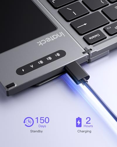 Inateck Foldable Mini Keyboard with Trackpad, 3-Device Bluetooth | For iOS/Android/Windows, QWERTY Layout, Ultra-Portable, Pocket-Sized, KB06101