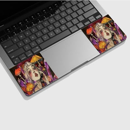 Universal Laptop Skin Sticker with 2 Wrist Pad Skins, Waterproof Scratch Resistant Vinyl Laptop Cover Decal, Cut to Fit for 11–15.6 Inch MacBook HP Dell Lenovo, Mushroom Girl - color: Mushroom Girl