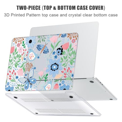 for MacBook Air 15 inch Case 2026-2023 Release M5 A3448 M4 A3241 M3 A3114 M2 A2941 Liquid Retina Display, Hard Shell Case with Keyboard Cover+Screen Film+Trackpad Film,Flower Butterfly - color: Flower & Butterfly