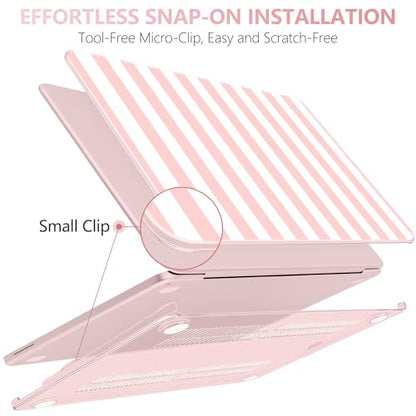 Batianda Case for MacBook Neo 13 Inch 2026 Model A3404, Pink Stripe | 4-in-1 Laptop Accessories Bundle with Pink Stripe Design, Ultra Slim Hard Shell for Girls, Students and Preppy Style Users - color: Pink Stripes