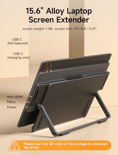 JSAUX FlipGo Horizon Pro Laptop Screen Extender 15.6 Inch | Dual Screen Monitor, Patented Snap-Lock Technology, 1080P FHD IPS, Compatible with Windows/macOS/MacBook