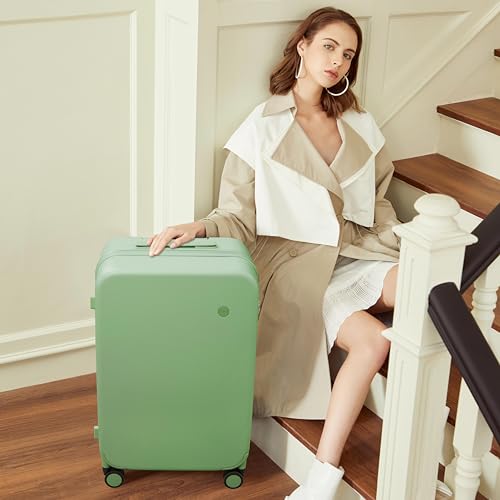 mixi Carry on Luggage Suitcases with Spinner Wheels, Hardside Rolling Suitcase PC with TSA Lock Lightweight Travel Case 20in Carry-On, Fine Grid Avocado Green - color: Fine Grid Avocado Green, size: 20in Carry on