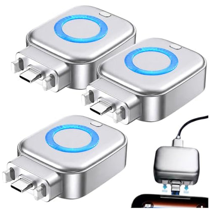 Smart Auto Stop Charging Adapter, Auto Power-Off Fast Charging Adapter, Fast 140W Auto Cut-Off Charger Protector with AI Full-Charge Disconnect, for USB C Cable Phone Laptop (Silver 3PCS) - color: Silver 3PCS