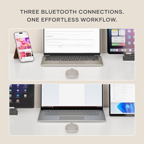 Satechi OntheGo Bluetooth Mouse with USB C Rechargeable Battery, Connect up 3 Devices, Compact and Portable Wireless Mouse for Laptop, Computer, Tablet – Sand - color: Sand