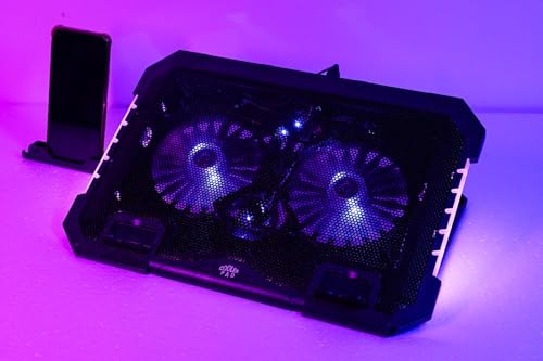 RGB Gaming Laptop Cooling Pad 17-12Inch 4Fans (Customized RGB Sidelight with Switch,Laptop Fan Speed Adjustable,5 Heights Adjustment with Phone Holder)Fit Apple MacBook Laptop Fan Cooling Pad - color: RGB 4Fan 12-17inch