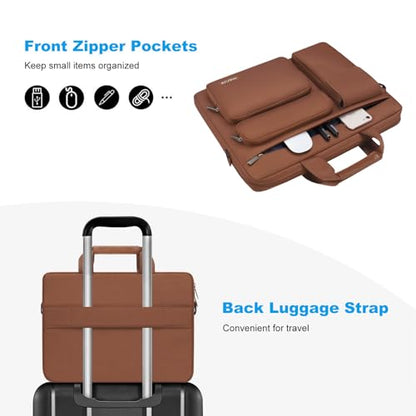 MOSISO Laptop Shoulder Bag 16 inch, 15-15.6 inch Computer Bag | Compatible with MacBook Pro 16 inch, HP, Dell, Lenovo with 2 Raised&1 Flapover&1 Horizontal Pocket&Handle&Belt, Caramel Brown - color: Caramel Brown, size: 16 inch