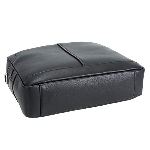 Polare Leather Briefcase for Men Business Travel Messenger Bags 15.6 Inch Laptop Bag YKK Metal Zipper - color: Napa Black(updated Version)