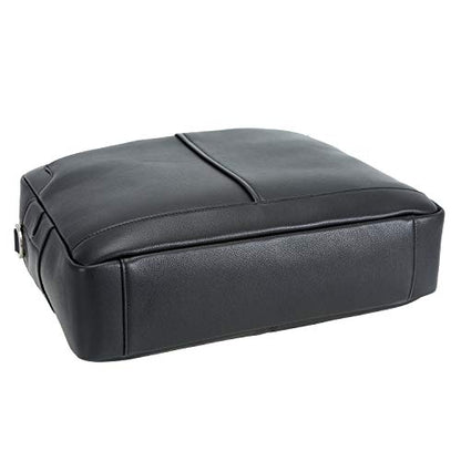 Polare Leather Briefcase for Men Business Travel Messenger Bags 15.6 Inch Laptop Bag YKK Metal Zipper - color: Napa Black(updated Version)